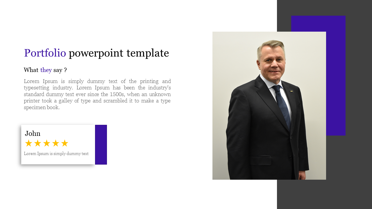 Attractive About Me Template For Portfolio PowerPoint template